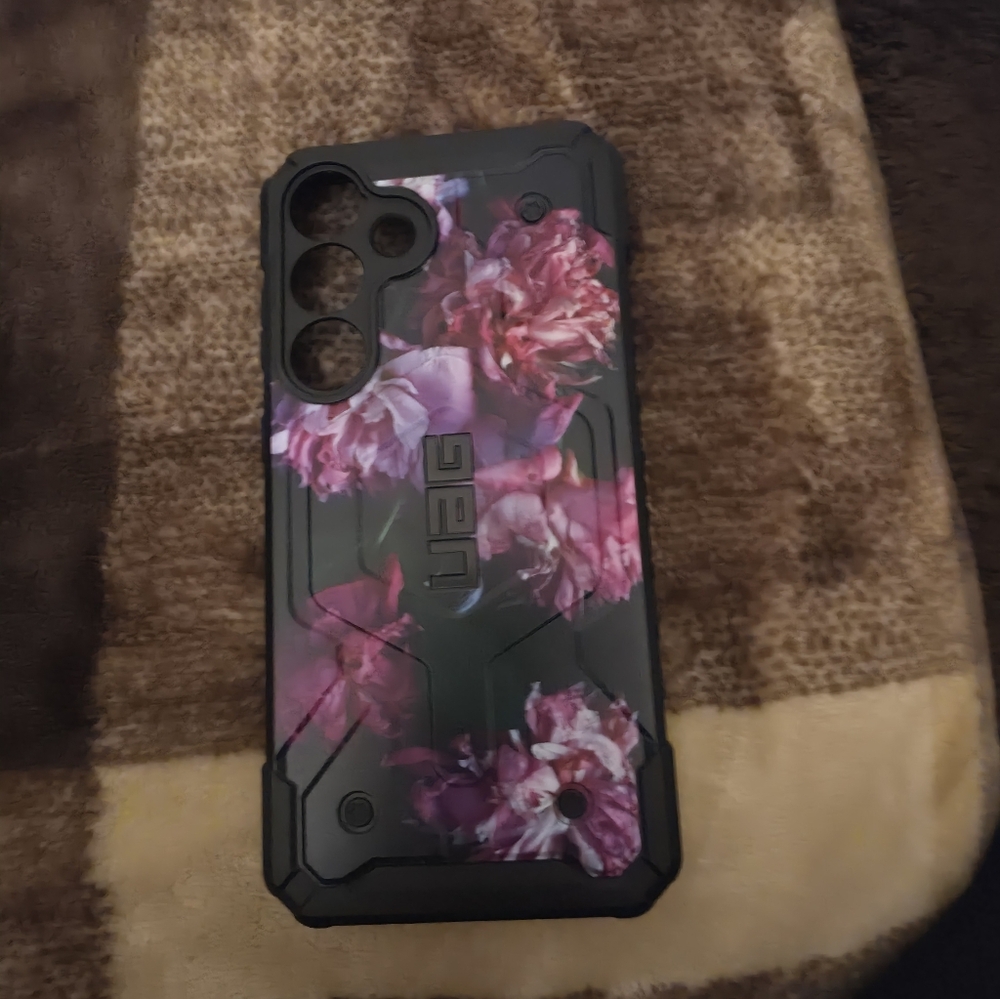Under Armour Gear Black Phone Case with Pink Floral Print Galaxy S25 Plus